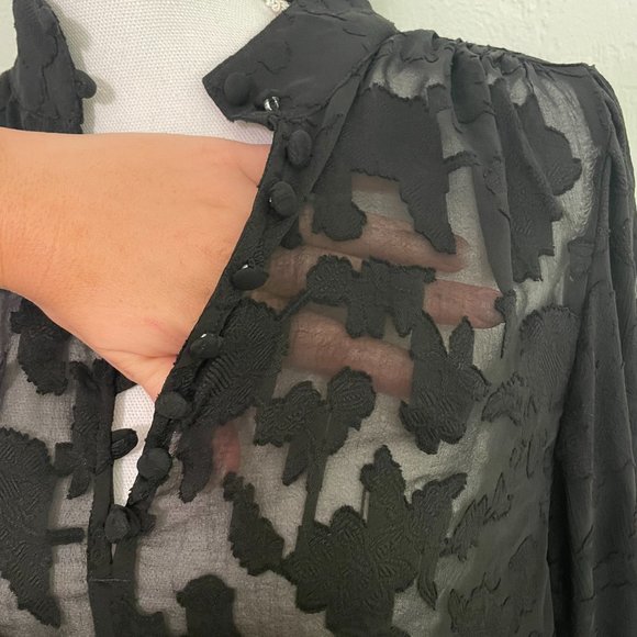 NWOT Sheer Balloon Long Sleeve Floral Top - Banana Republic - Picture 3 of 6